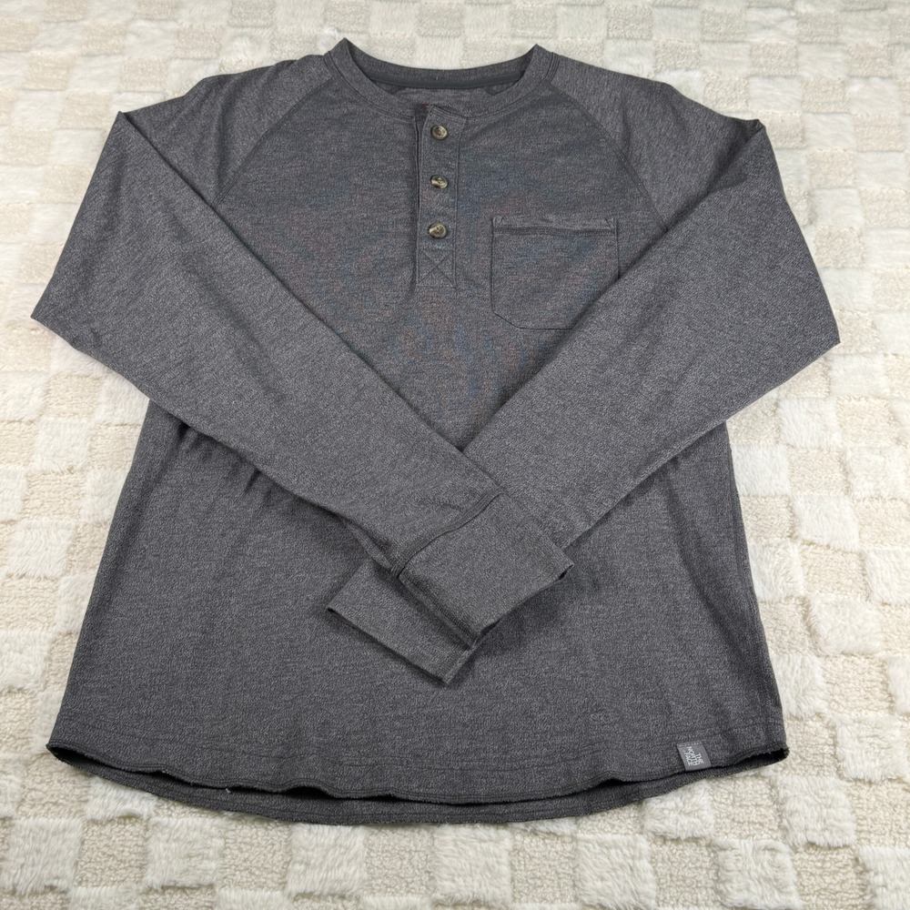 The North Face Mens Gray Heather Long Sleeve Henley Pocket Shirt Small